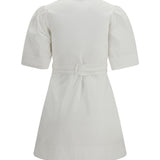 Mini Dress with a deep V-neckline and front tie bands