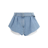 Flared denim Shorts with undershorts