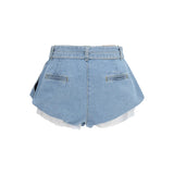 Flared denim Shorts with undershorts