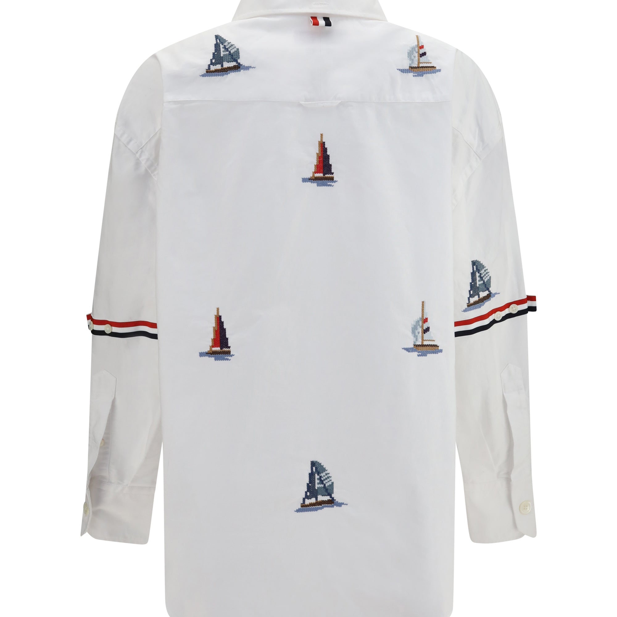Oversized Sailboat-embroidered Shirt