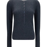 Airi Henley Sweater in cotton and cashmere