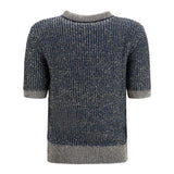 Short-sleeve sequined Sweater with buttons