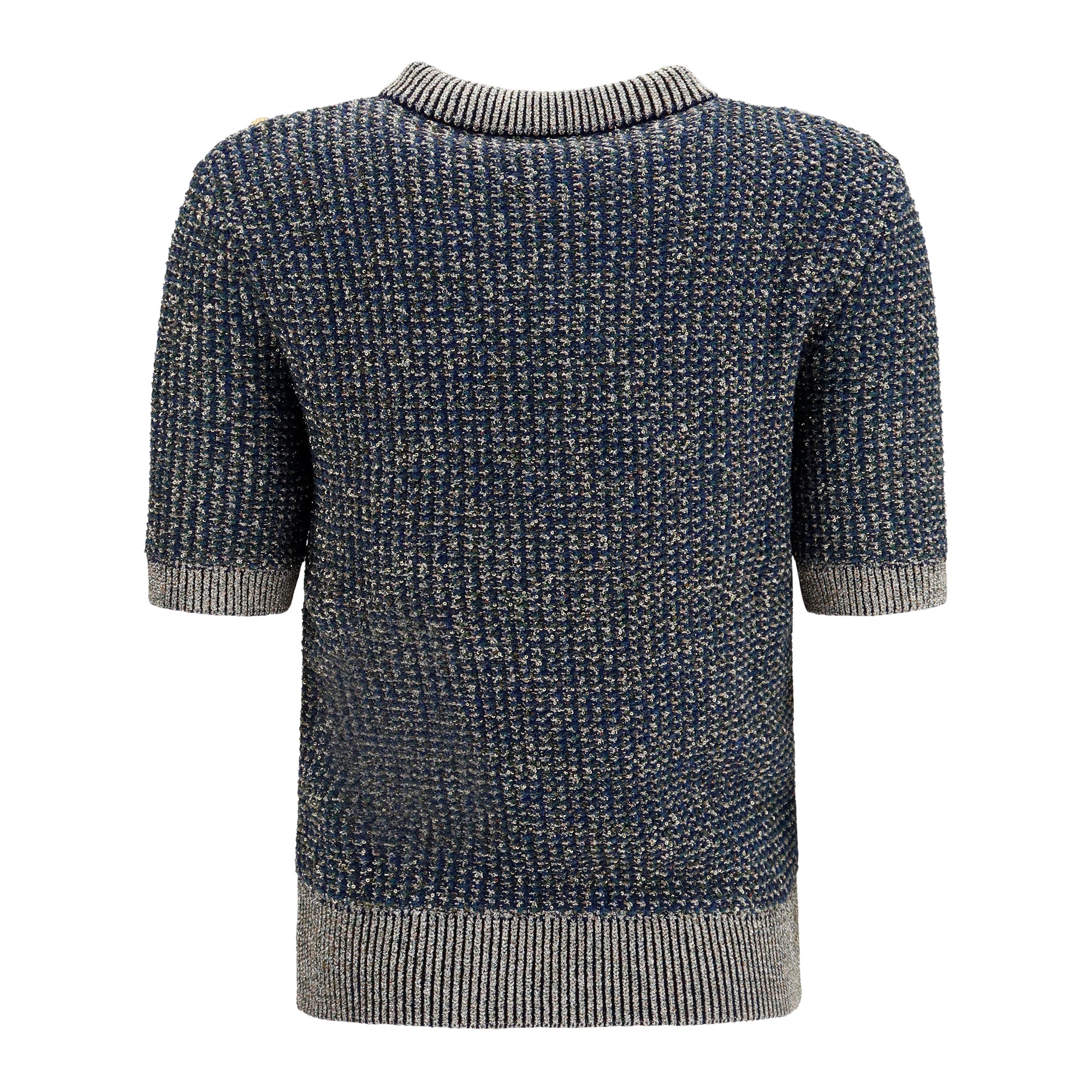 Short-sleeve sequined Sweater with buttons