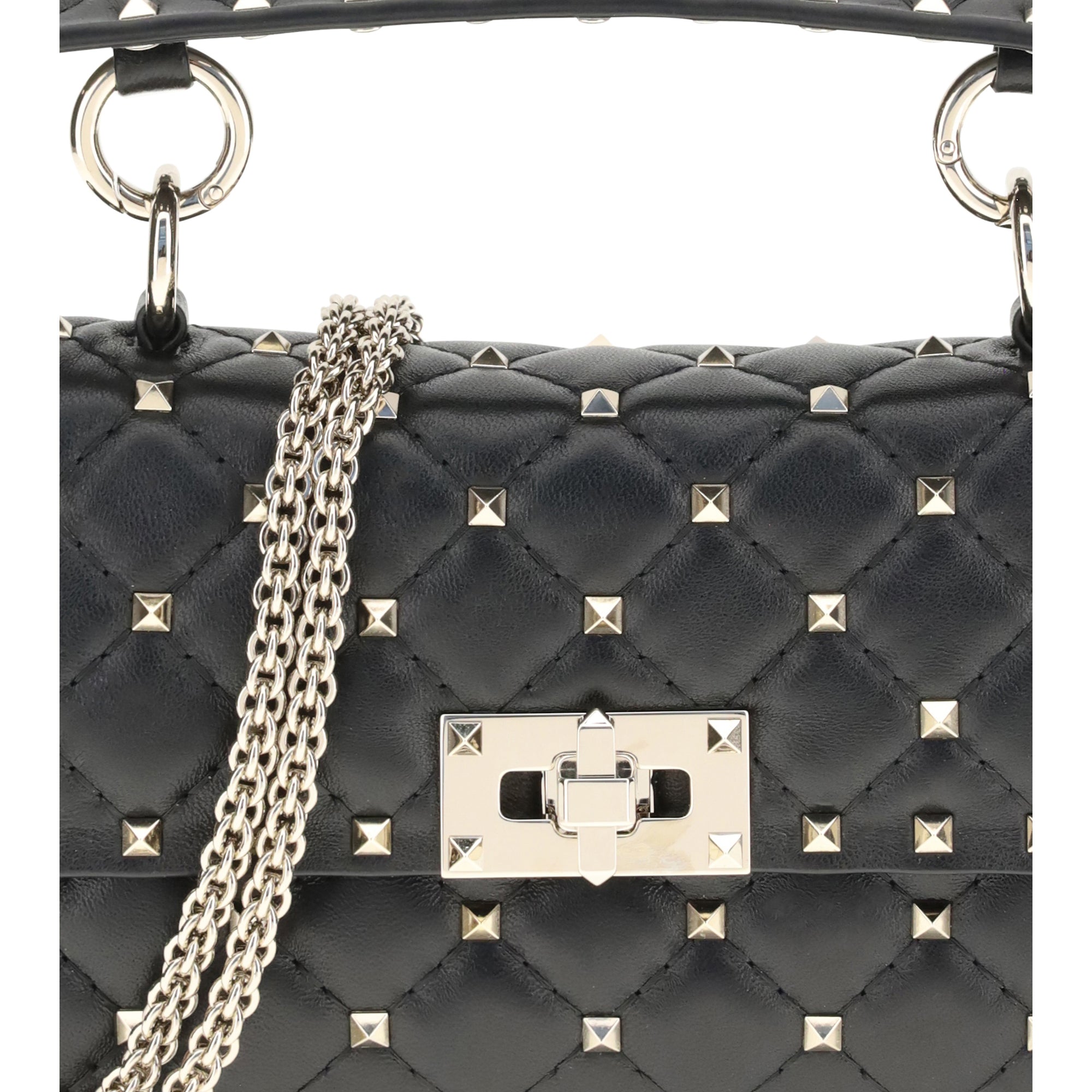 Rockstud Spike mini Top Handle Bag in nappa