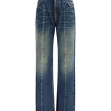 Distressed straight-leg cotton denim Jeans