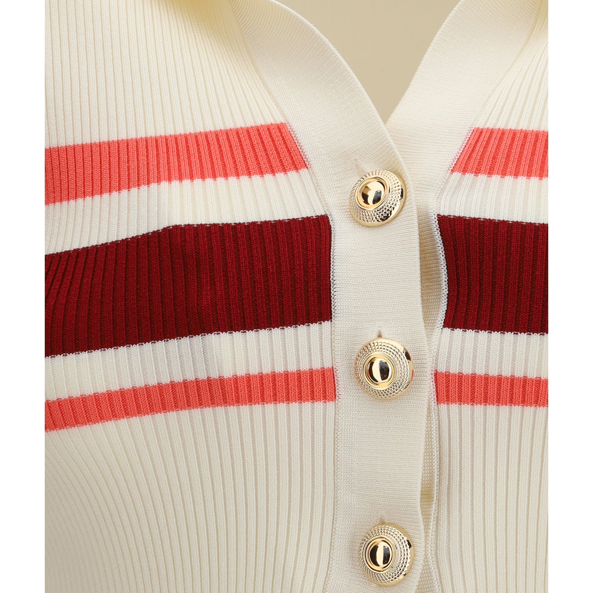 Striped viscose knit button Top