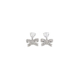 Heart-shaped crystal bow drop Earrings
