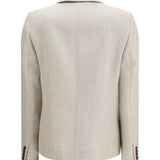Button Herringbone Blazer