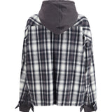 Hoodie Combine Checkered Shirt
