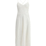 White Cotton Embroidered Midi Dress