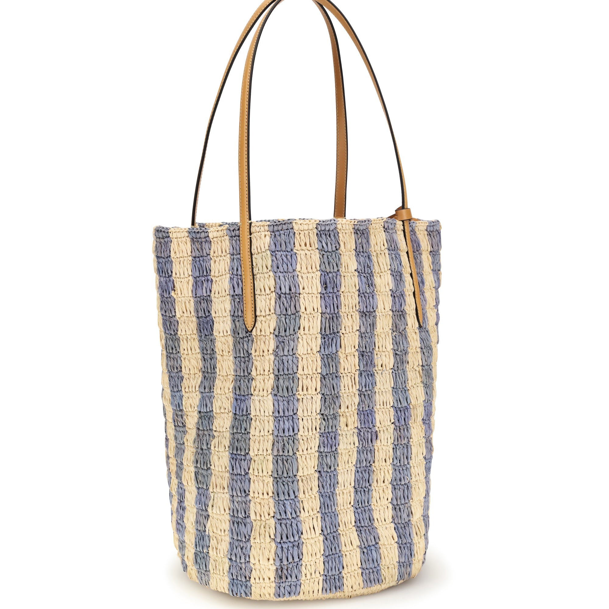 Striped raffia Bucket Bag