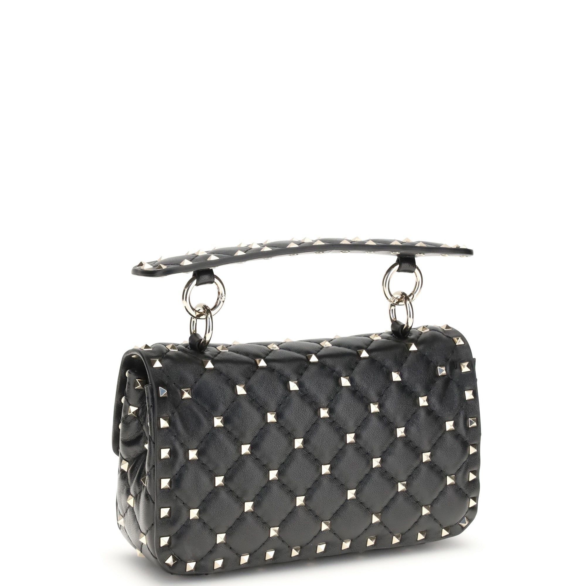 Rockstud Spike mini Top Handle Bag in nappa