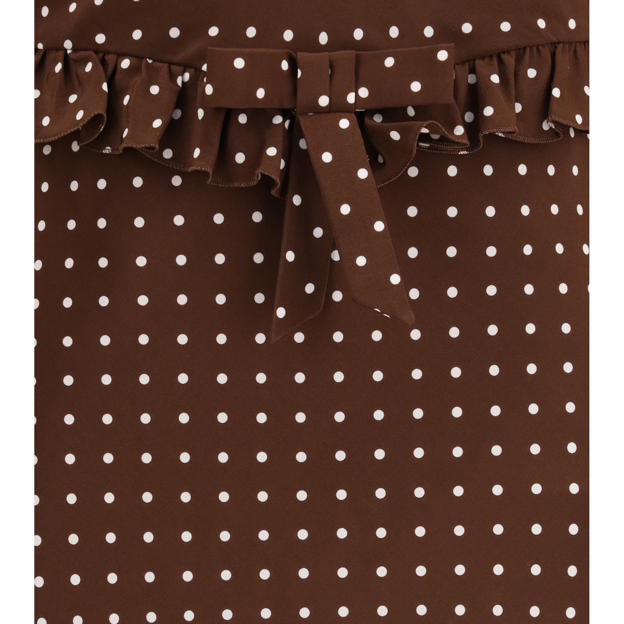 Polka Dot Silk Crêpe de Chine Midi Dress with bow