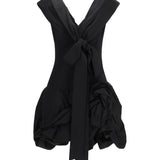 Midi Dress with draped shawl collar