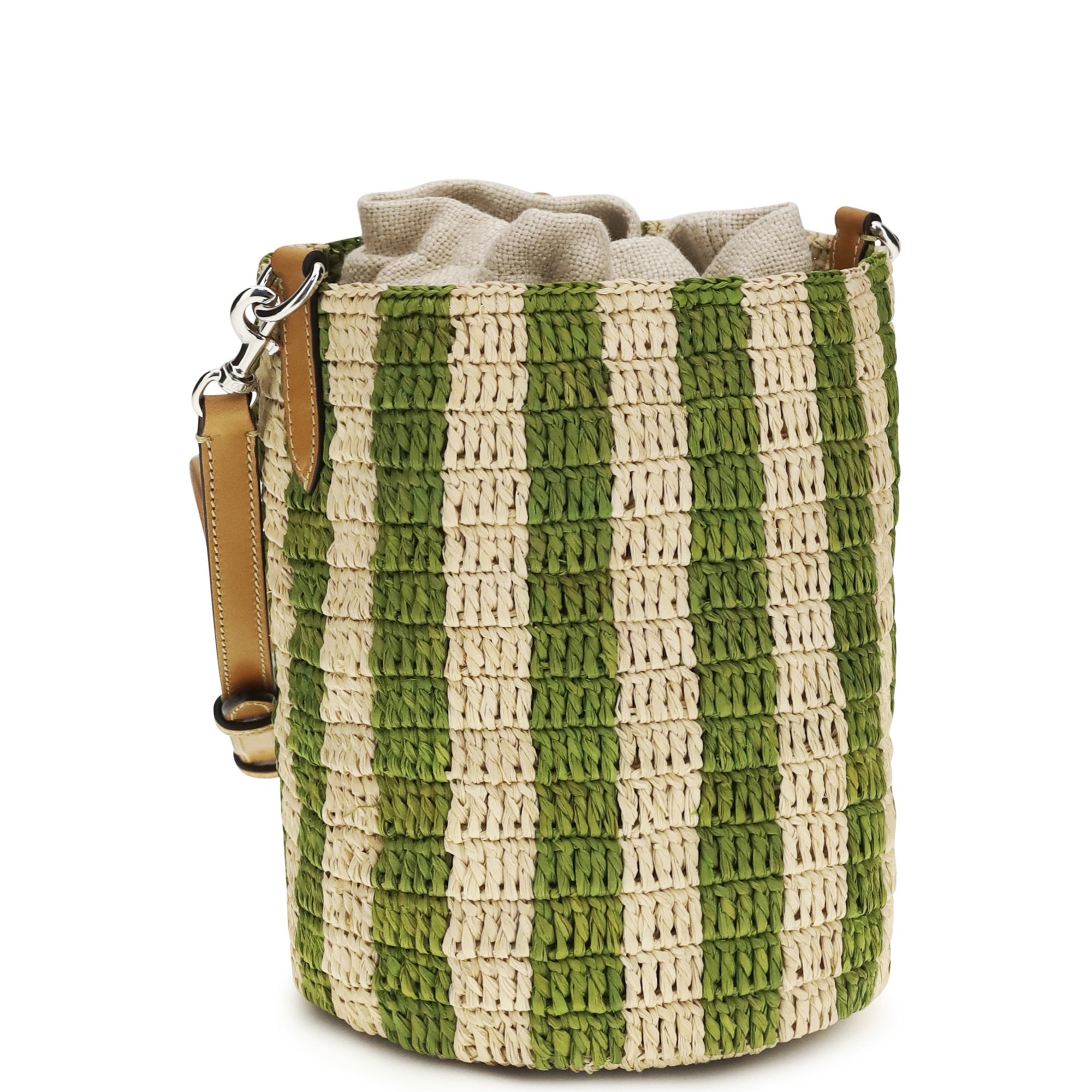 Striped raffia Bucket Bag