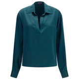 Deep V-neck silk Shirt