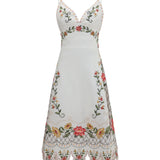 Embroidered midi Dress with asymmetrical hem