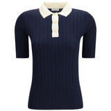 Short sleeve Polo in virgin wool and cashmere with accessory detail