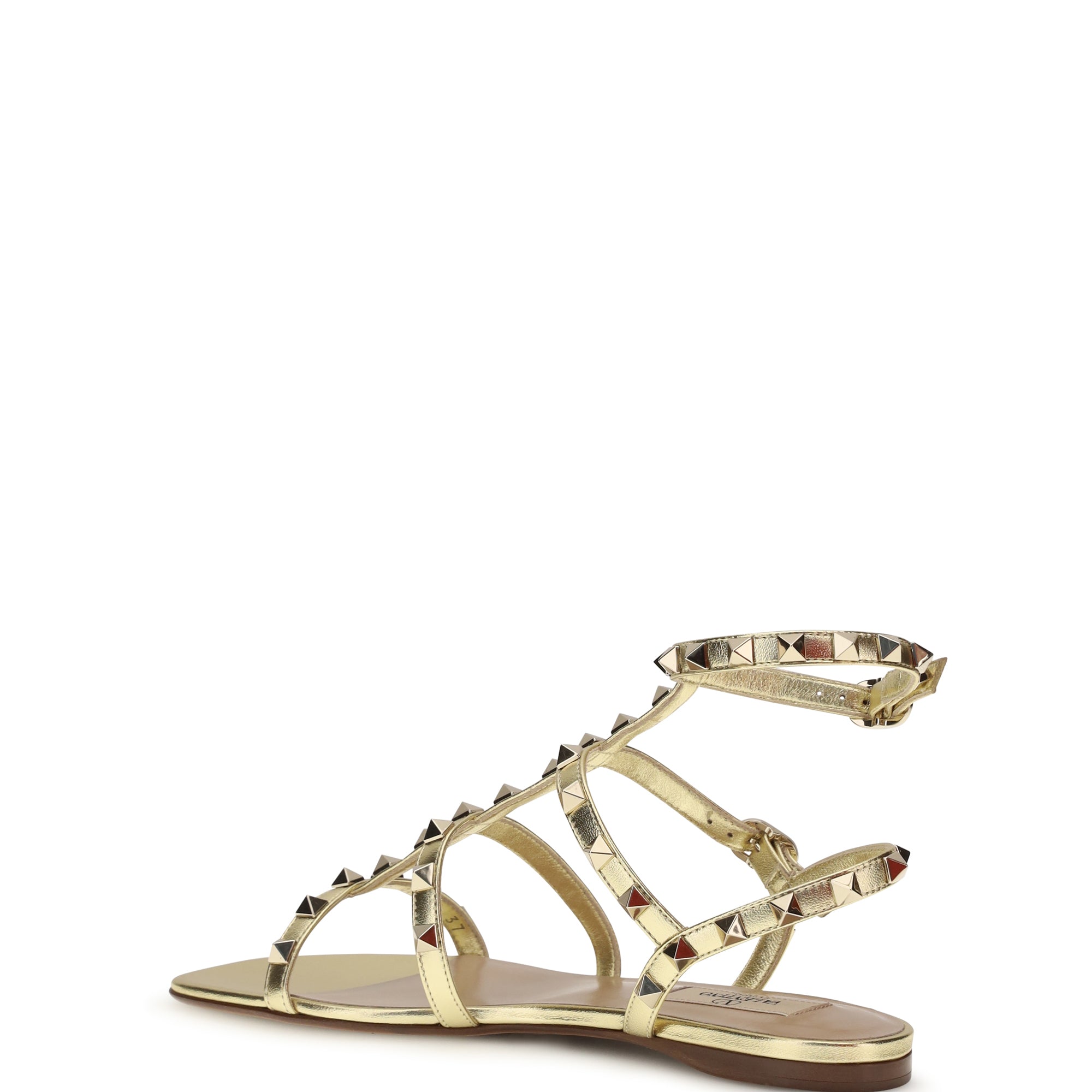 Rockstud flat Sandals laminated leather