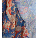 Long-sleeve silk Shirt with ruffles and floral motif