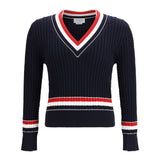 Intarsia cable-knit V-neck Sweater