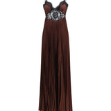 Satin long Dress with lace inserts