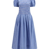 Striped cotton Dress with puff sleeves