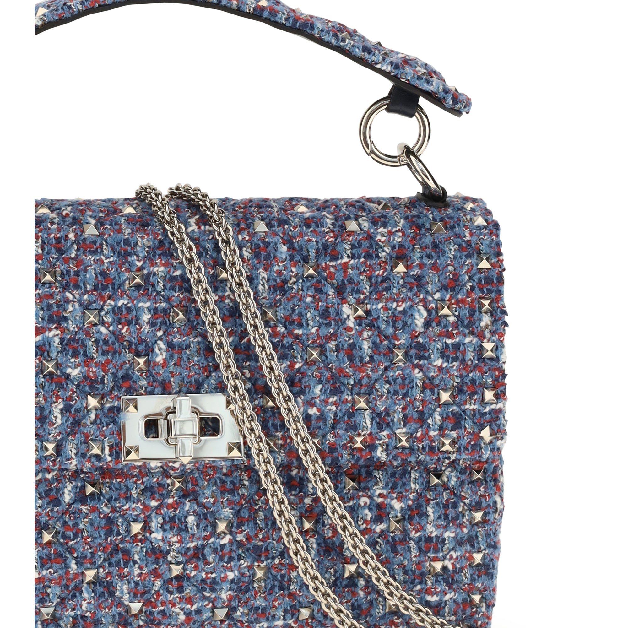 Rockstud Spike Tweed Handbag