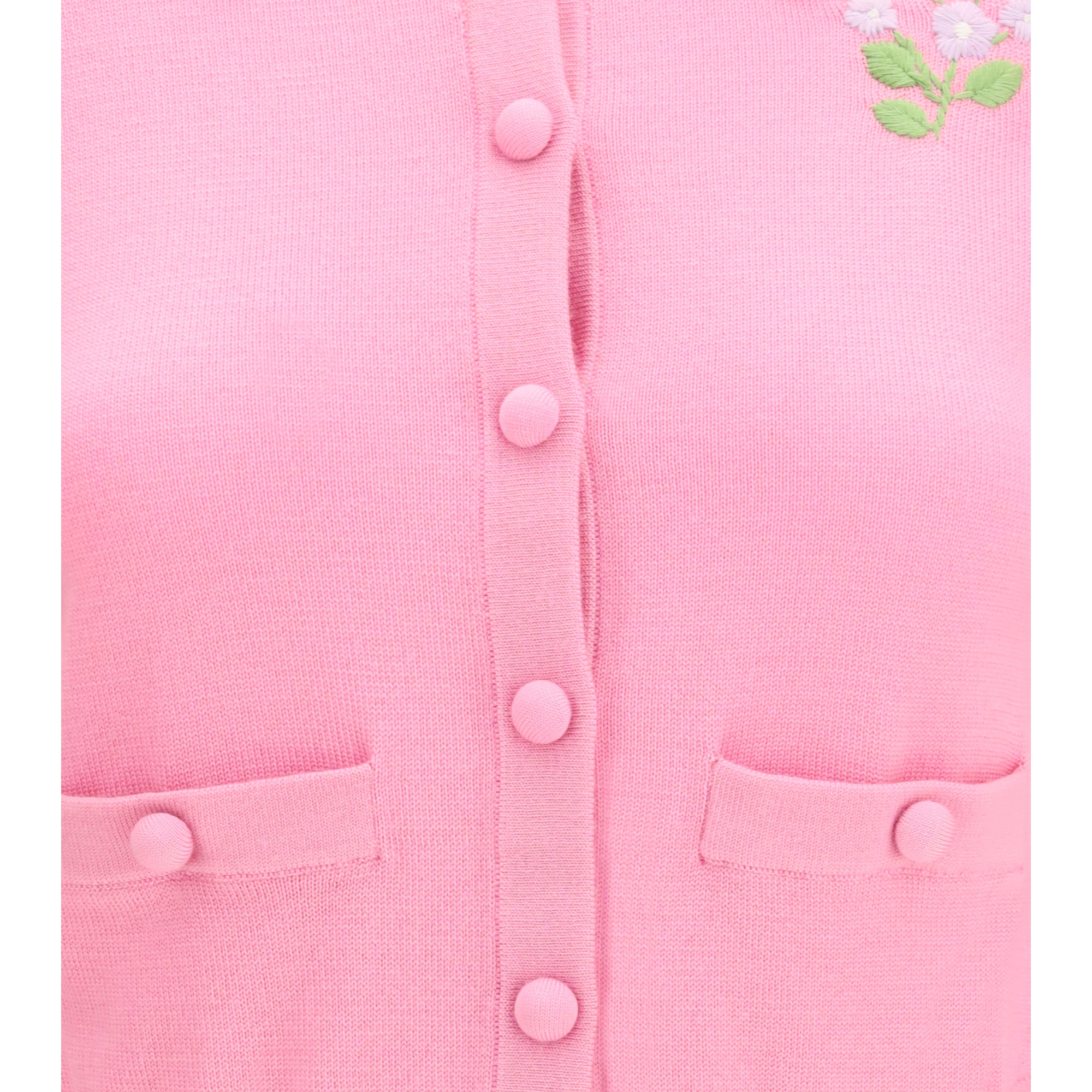 Floral embroidered knit Cardigan